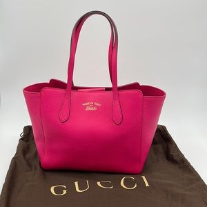 Authentic Gucci Calfskin Swing Tote in Hot Pink  EUC